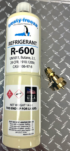 R600a, R-600, Isobutane, Large 14 oz Can, CGA600 Top, Refrigerant Grade, Can Tap