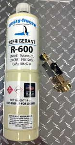 R600a, Isobutane, Large 14 oz Can, CGA600 Top, Refrigerant Grade, Can Tap On/Off