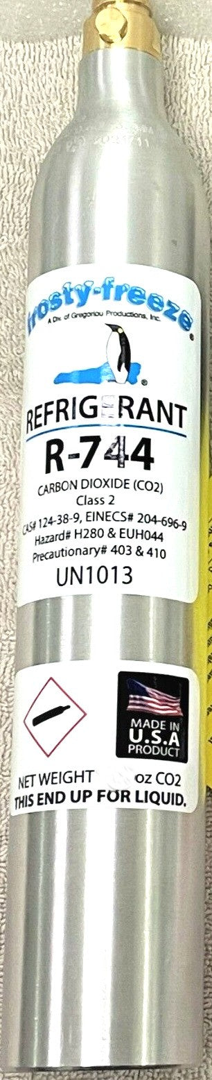 R744 Refrigerant, 12 oz., Carbon Dioxide, CO2, UN1013, Class 2, Hi Pressure