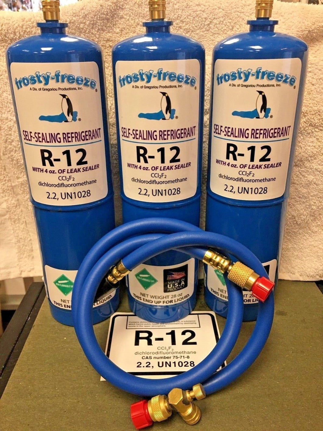 R12 Refrigerant R-12, (3) 28 oz. Cans, With LEAK STOP, ProSeal XL4, 1 to 5 HP