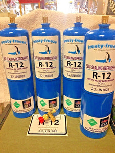 R12 Refrigerant R-12, (4) 28 oz. Cans, With LEAK STOP, ProSeal XL4, 1 to 5 HP