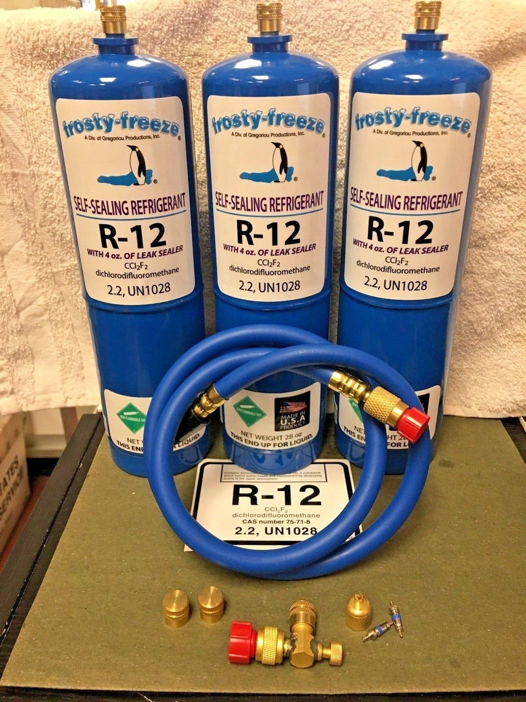 R12 Refrigerant R-12, (3) 28 oz. Cans, With LEAK STOP, ProSeal XL4, 1 to 5 HP