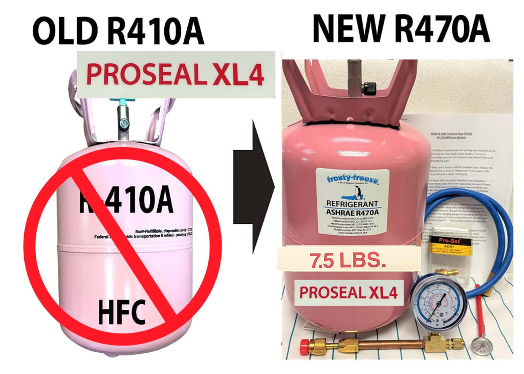 R470a 7.5 lb, Refrigerant STOP LEAK, ASHRAE & EPA Accepted, Pro-Kit Instructions
