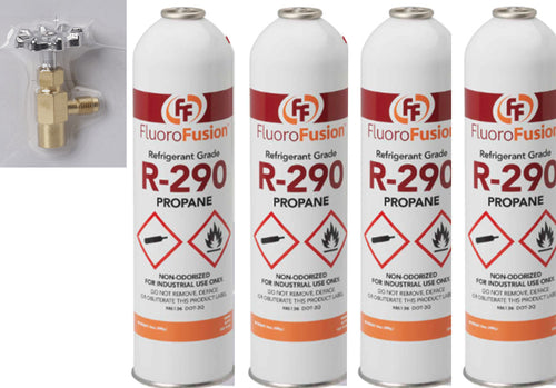 R–290, (4) Large 14 oz Cans, FluoroFusion, Refrigerant Grade Propane, PV14 Taper
