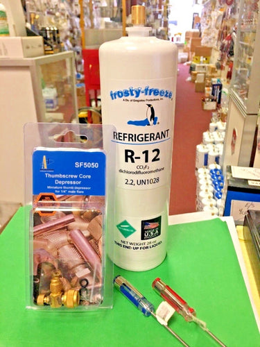 Refrigerant 12, Virgin Pure R12, 28 oz. On/Off Valve, 1.75 lbs, Screwdriver Set