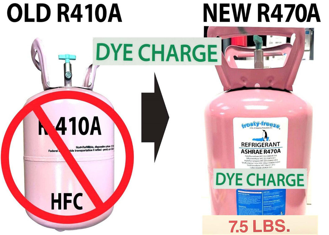 R470a Refrigerant w/UV DYE, 7.5 lb. ASHRAE, EPA SNAP Approved, Home A/C Recharge