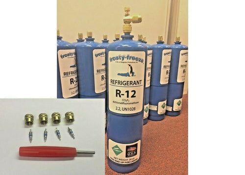 R12, Refrigerant 12, Virgin Pure R-12, 28 oz. Includes On/Off Valve, Kit A6