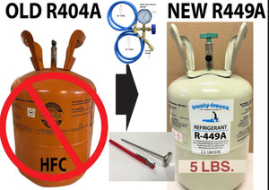 R449a (HFO) 5 Lbs. "NO-HFC's" ASHRAE EPA & SNAP Approved Pro-Recharge Kit 5 Lb.