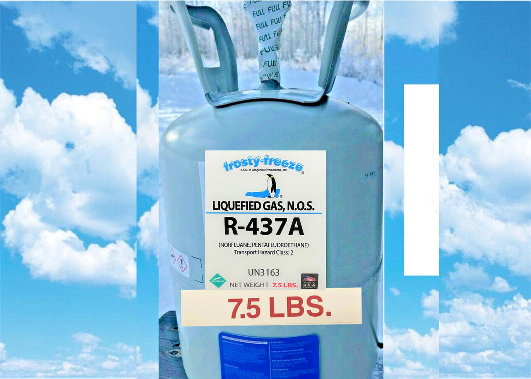 R437a, Refrigerant, 7.5 Lbs., Replaces R12, R401a/MP39, R401b/MP66, R409a, R409b