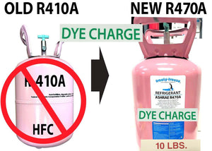 R470a Refrigerant w/UV DYE, 10 lb. ASHRAE, EPA SNAP Approved, Home A/C Recharge