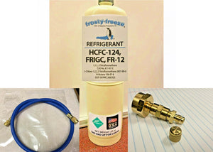 FRIGC, FR12, 20 oz. Can Kit Refrigerant, HCFC124, USA Military Approved R12 Alt