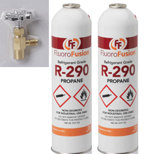 R–290, (2) Large 14 oz Cans, FluoroFusion, Refrigerant Grade Propane, PV14 Taper