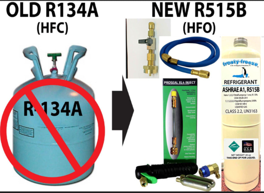 R515b (HFO) 20 oz., NO-HFC's ASHRAE & EPA Approved Drop-in Replacement Kit H
