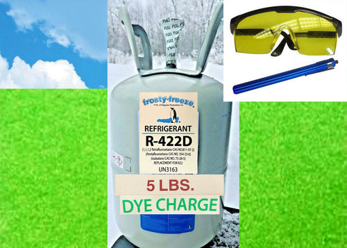 R422d Refrigerant, 5 lbs, UV Dye Kit, Sealed, R--22 Replacement, Refrigeration