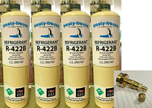 R422B, Refrigerant (4) 20 oz, R22 Drop-In  Replacement Free Shipping, Can Taper