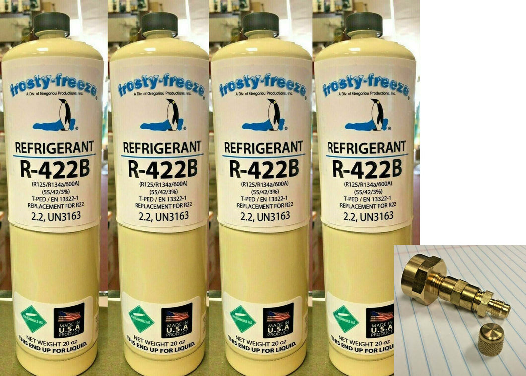 R422B, Refrigerant (4) 20 oz, R22 Drop-In  Replacement Free Shipping, Can Taper