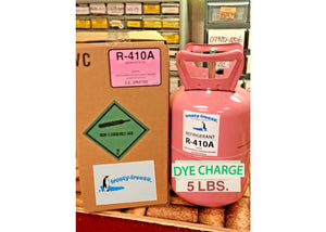 R410a, 410a, Refrigerant 5 lb. with UV Florescent-Yellow Leak Detection Dye