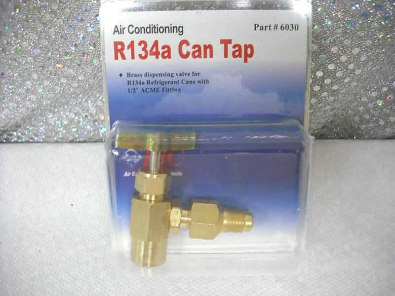 R134A to R12 Top Mount Can Taper with Shut-Off Valve 1/2 ACME TO 1/4 FLARE TUBE