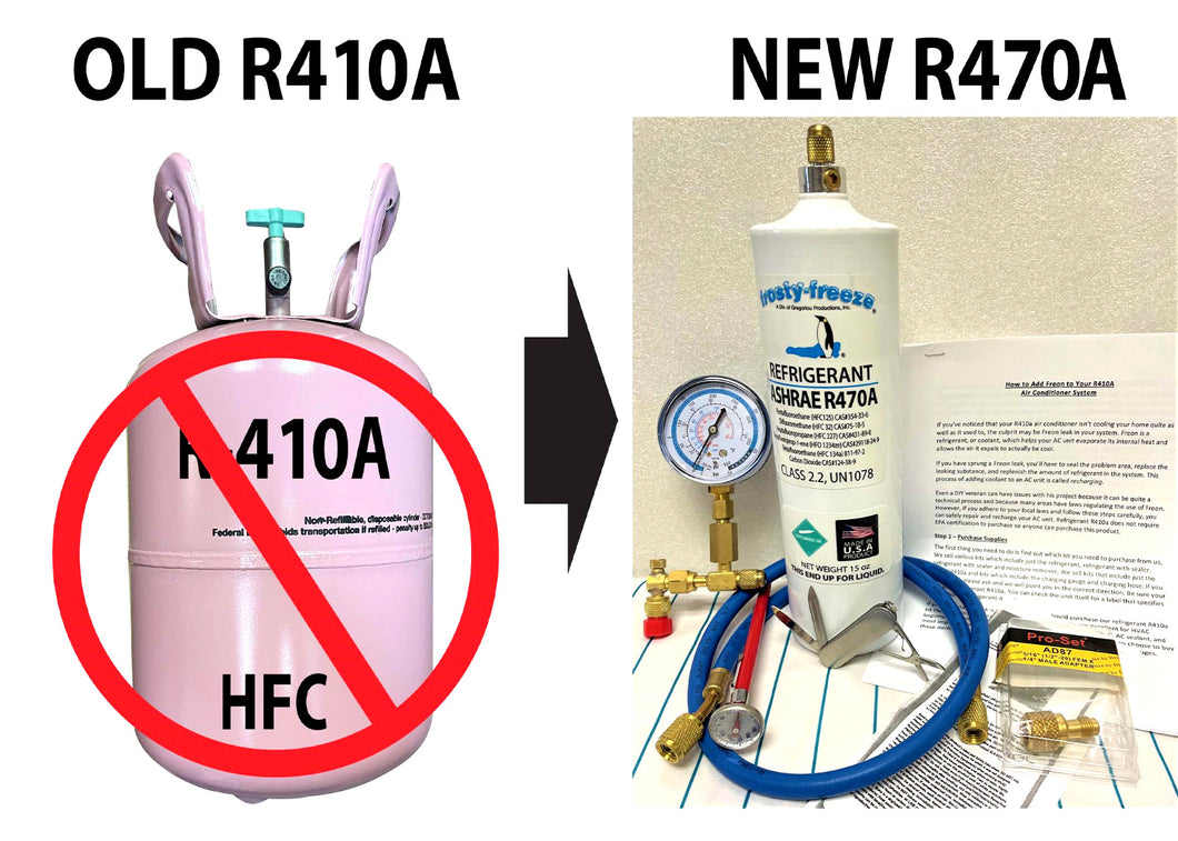 R470a, HFO, 15 oz.  Pro Recharge Kit, DIY Instructions, NO-HFC's, EPA Approved