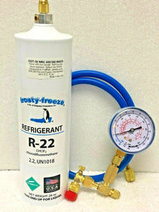 R22 Refrigerant R-22, Air Conditioner, 28 oz LARGE, Recharge Kit , Check Gauge