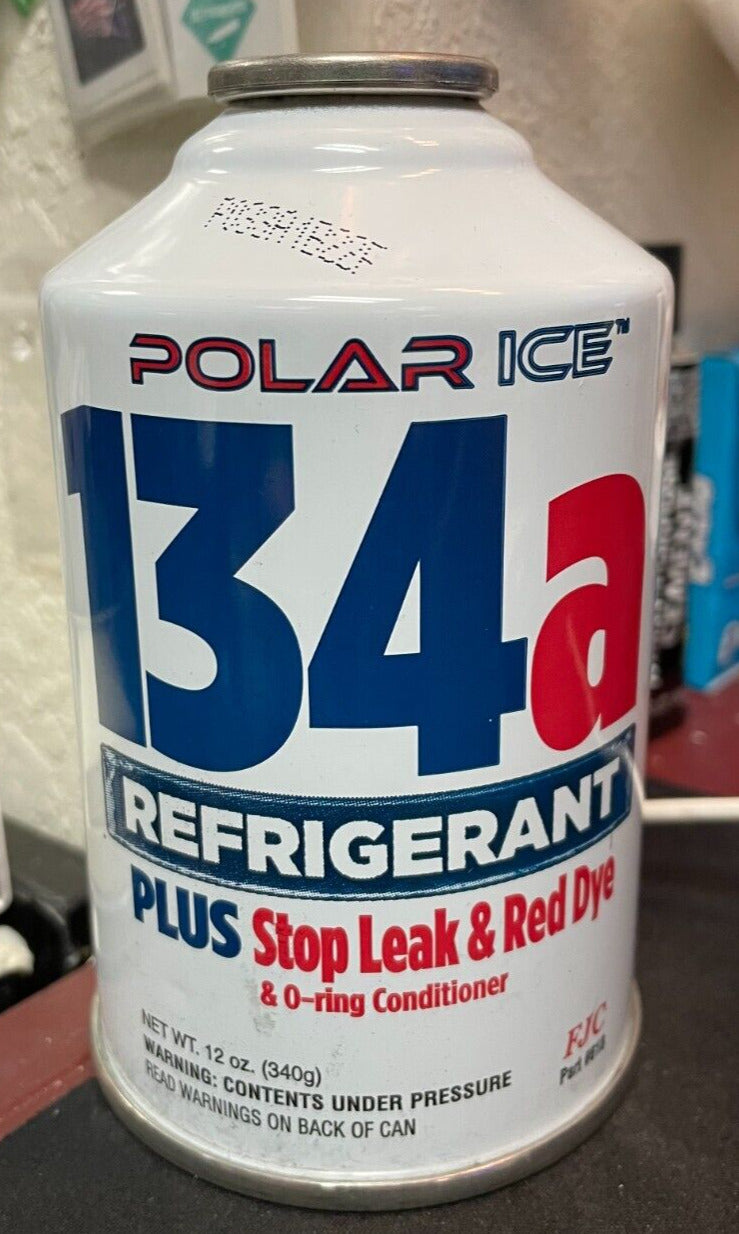 R134a, 12 oz. Can, FJC, Auto A/C Refrigerant with Stop Leak & Red R134a, 12 oz. Can, FJC, Auto A/C Refrigerant with Stop Leak & Red