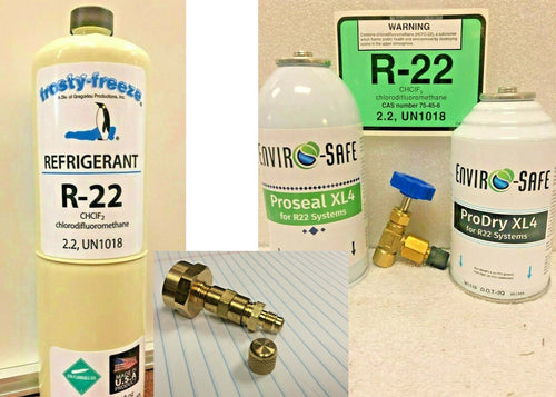 R--22 Refrigerant, Home AC Refrigeration, 15oz. & Proseal & Prodry XL4 Kit NEW