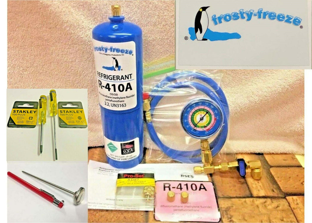 410A, R410a, R-410a, Refrigerant Refill Kit Gauge Charging Hose Instructions new