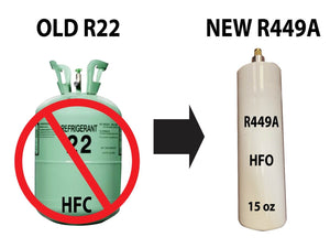 R449a (HFO) 15 oz. "NO-HFC's" ASHRAE Certified, EPA SNAP Approved 22 Replacement