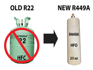 R449a (HFO) 23 oz. "NO-HFC's" ASHRAE Certified, EPA SNAP Approved 22 Replacement