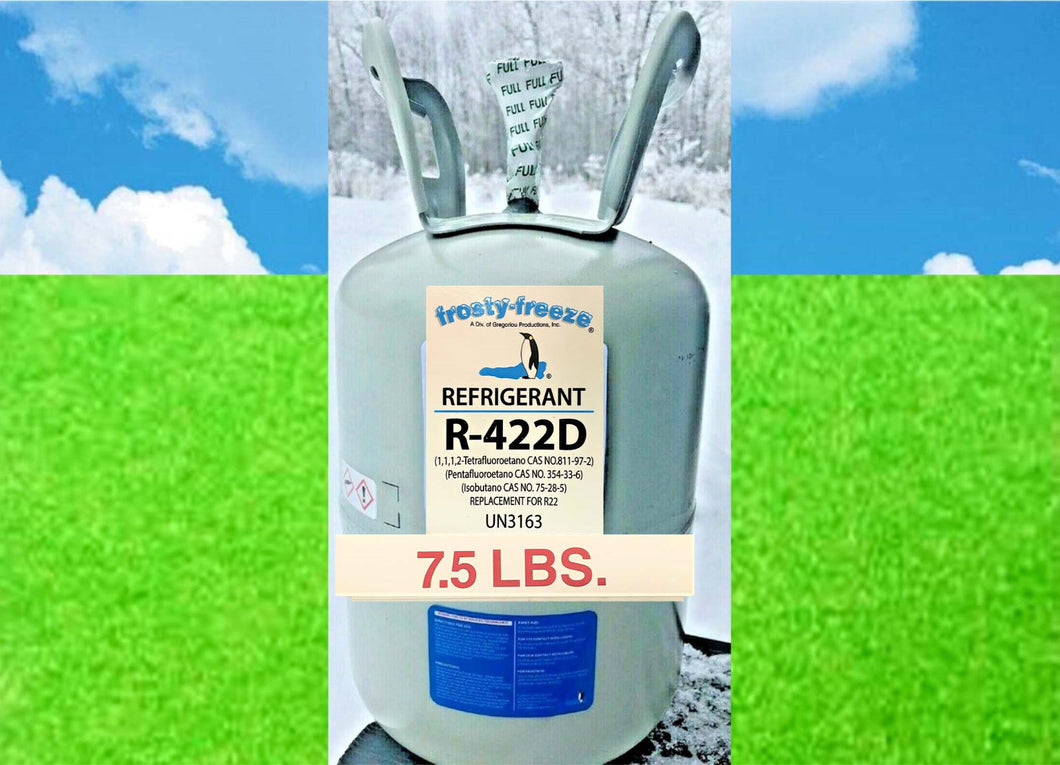 R422d Refrigerant, 7.5 lbs, Sealed, R22 Replacement, Refrigeration Applications