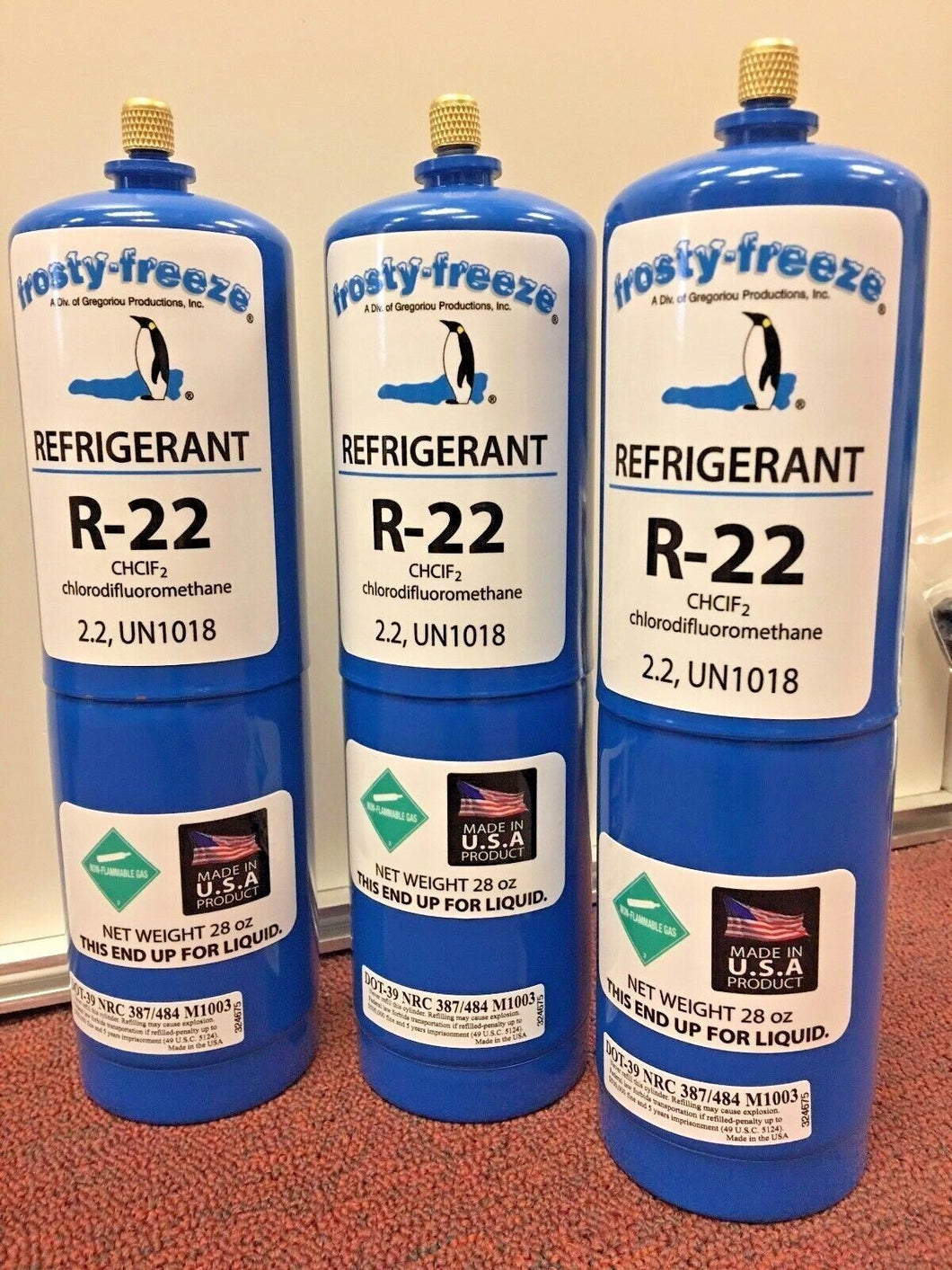 R22Refrigerant R-22NEW, Air Conditioner, 3, Large 28 oz. Cans, Can Taper Needed