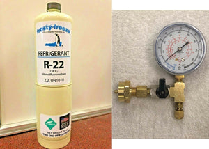 R22NEW, R-22Refrigerant 22Air Conditioning, Refrigeration, 20 oz, Gauge Kit