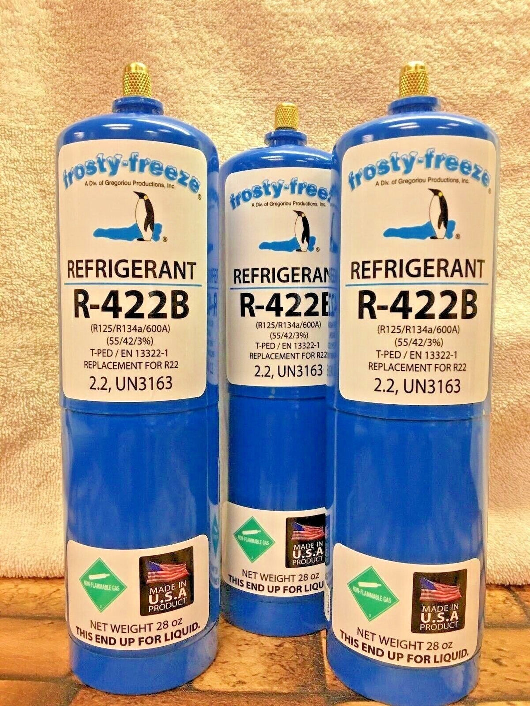 Refrigerant R422B, R-422B,  (3) 28 oz. Disposable Cans, R22, R-22 Replacement