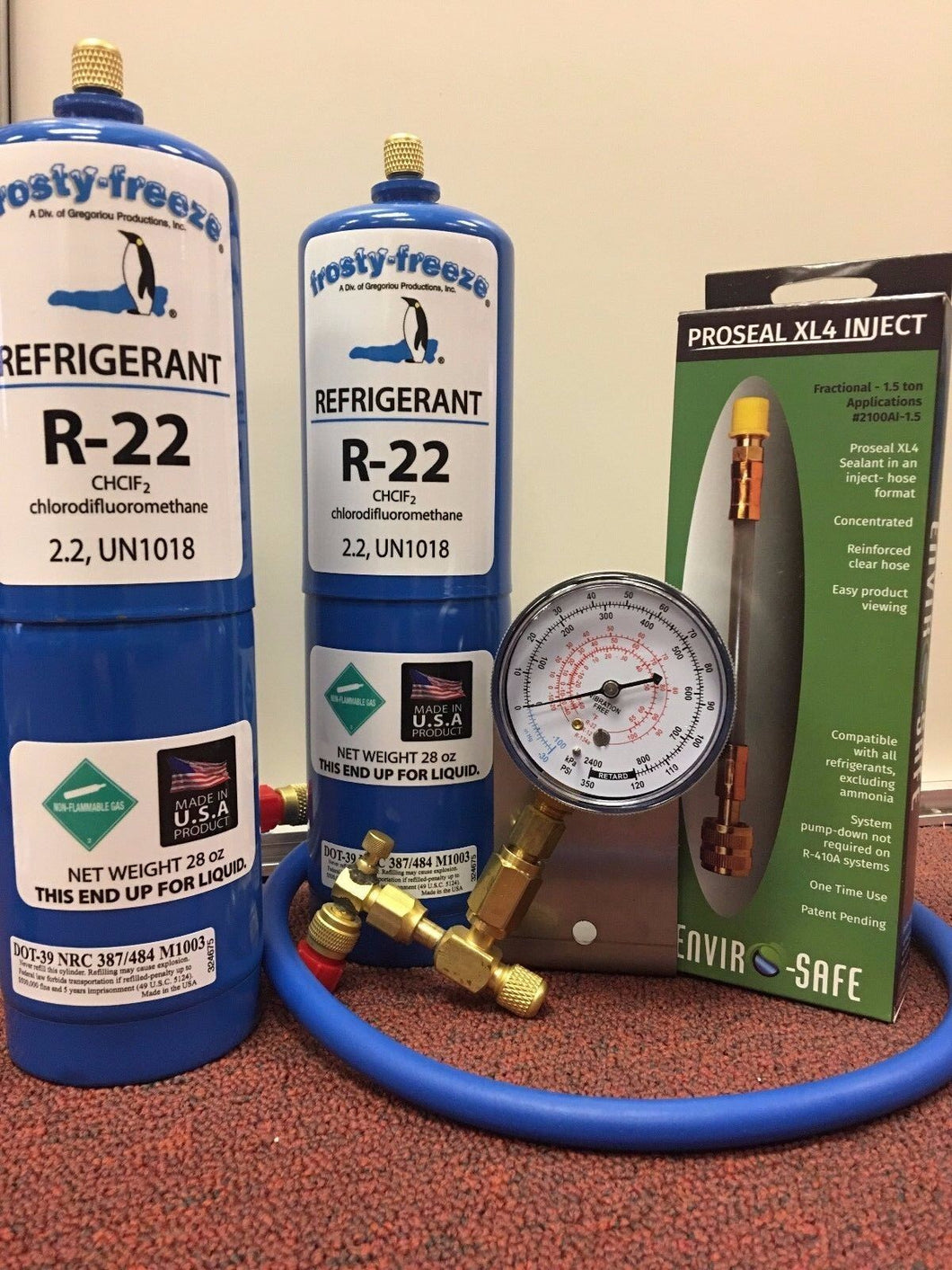 R22 Refrigerant R-22, Air Conditioner, (2) 28 oz Cans, LARGE, Recharge Kit