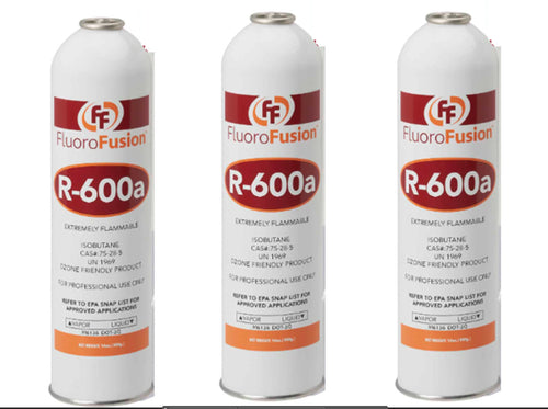 R–600a, (3) Three Large 14 oz. Cans, FluoroFusion, Refrigerant Grade Isobutane