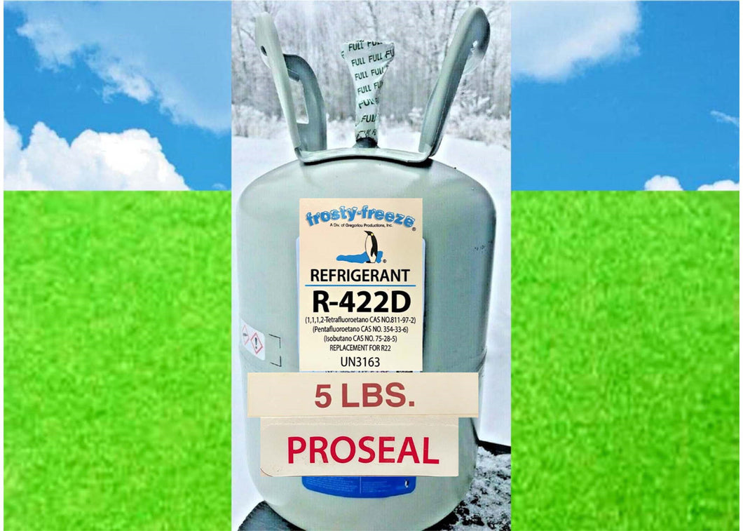 R422d Refrigerant, 5 lbs, ProSeal XL4, STOP-LEAK, R--22 Replacement, Refrig.