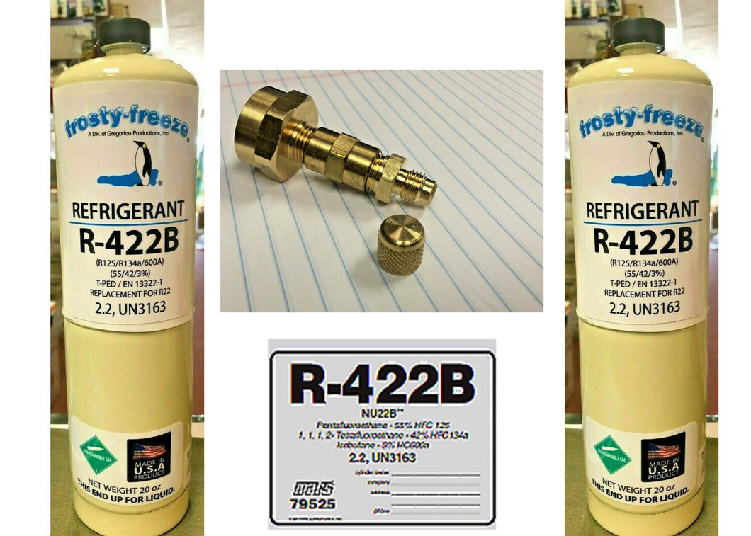 R422B, Refrigerant (2) 20 oz, R22 Drop-In  Replacement Free Shipping, Can Taper