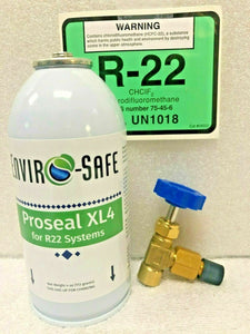 r22NEW Refrigerant22 AC & R Pro Recharge Kit, 15oz. Can & Leak Stop Hose Tapers