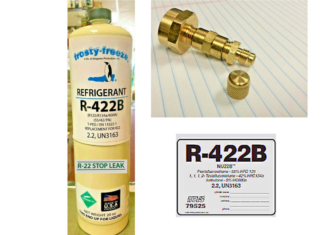 R422B, Refrigerant 20 oz. & STOP LEAK, R22 Drop-In  Free Shipping