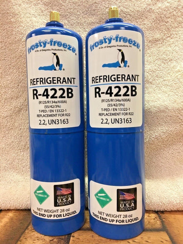 Refrigerant R422B, R-422B,  (2) 28 oz. Disposable Cans, R22, R-22 Replacement