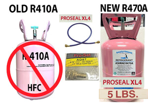 R470a Refrigerant with STOP LEAK, 5 lb. ASHRAE & EPA Accepted A/C Recharge Kit