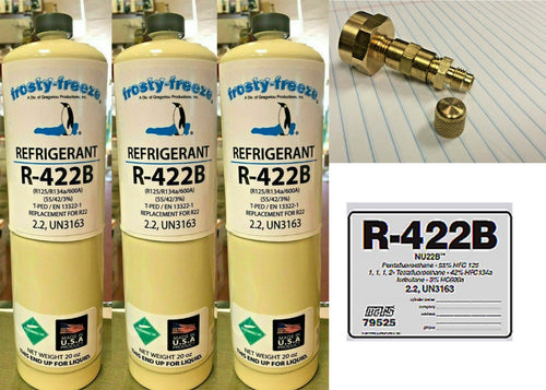 R422B, Refrigerant (3) 20 oz, R22 Drop-In  Replacement Free Shipping, Can Taper