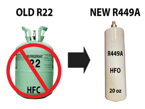 R449a (HFO) 20 oz. "NO-HFC's" ASHRAE Certified, EPA SNAP Approved 22 Replacement