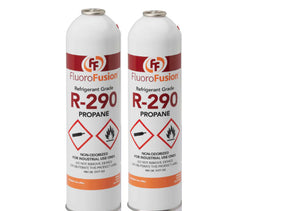 R–290 (2) Large 14 oz. Cans, FluoroFusion, Refrigerant Grade PV14 Taper & Hose