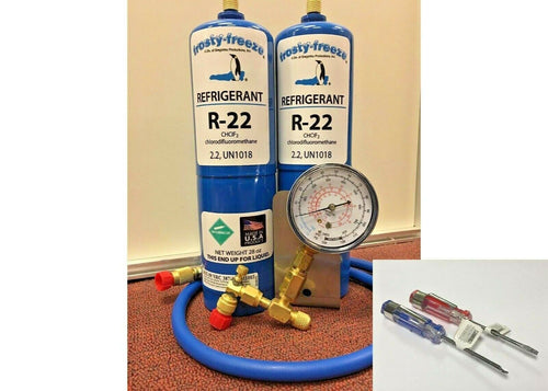 R22 Refrigerant R-22, Air Conditioner, (2) 28 oz Cans, LARGE, Recharge Kit-22H