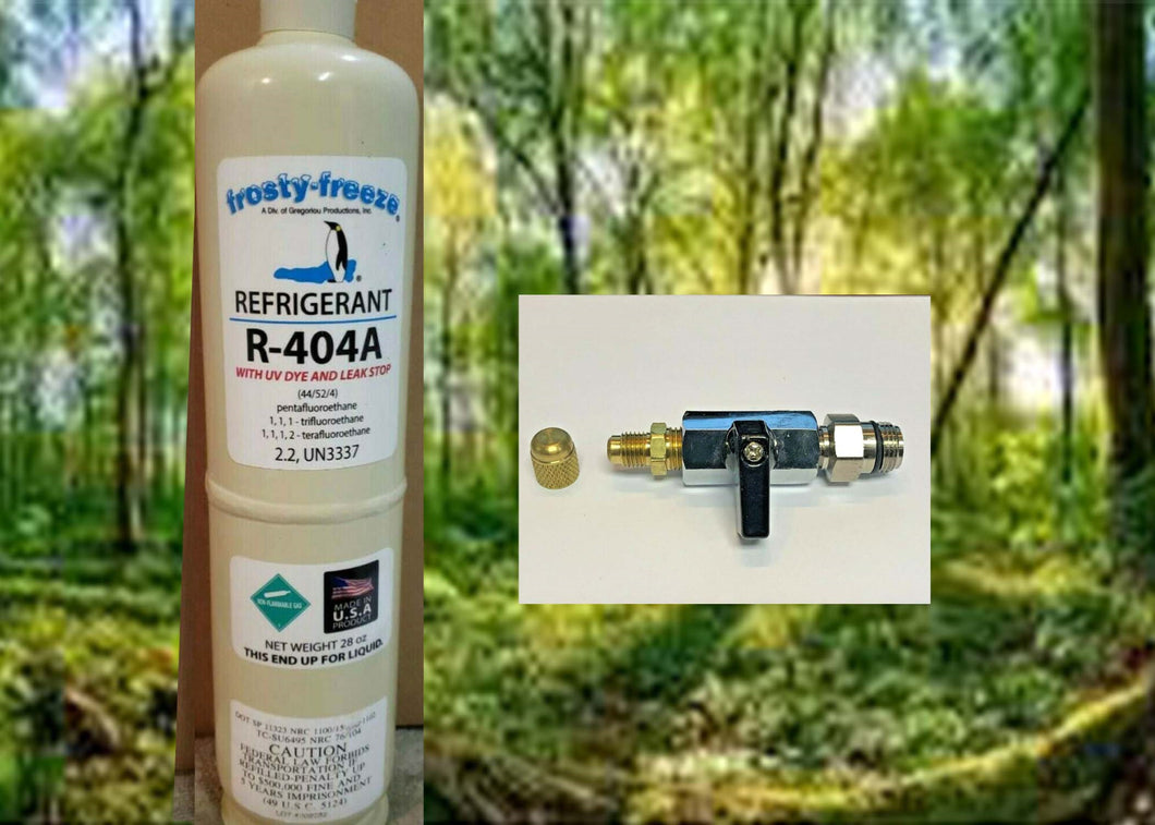Refrigerant R404a, UV Dye & Leak Stop 28 oz. Disposable One Step Recharge Kit