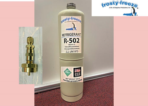 R502, R-502, Refrigerant 502, Net Wt. 28 oz. Disposable Can CGA600 Top Fitting