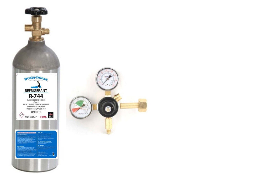R744 Refrigerant, Carbon Dioxide, CO2, 5 Liquid Lb, Refillable Alum. Regulator