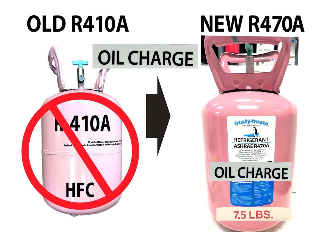 R470a Refrigerant, 7.5 lb. with Oil ASHRAE, EPA SNAP Approved, Home A/C Recharge