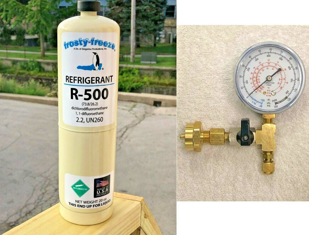 R500, Refrigerant R-500, Disposable 20 oz Can, CGA600 Top Connection, Kit B